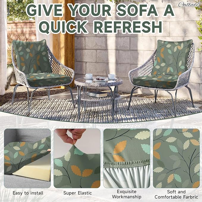 CALBODE 12Pcs Stretch Patio Cushion Cover - Image 3