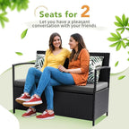Greesum Patio Loveseat PE Rattan Wicker Outdoor Furniture - Image 8