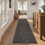 Lahome Maze Lines Washable Kitchen Runner Rug, 2x8 Black Outdoor Runner Rug | - Image 2