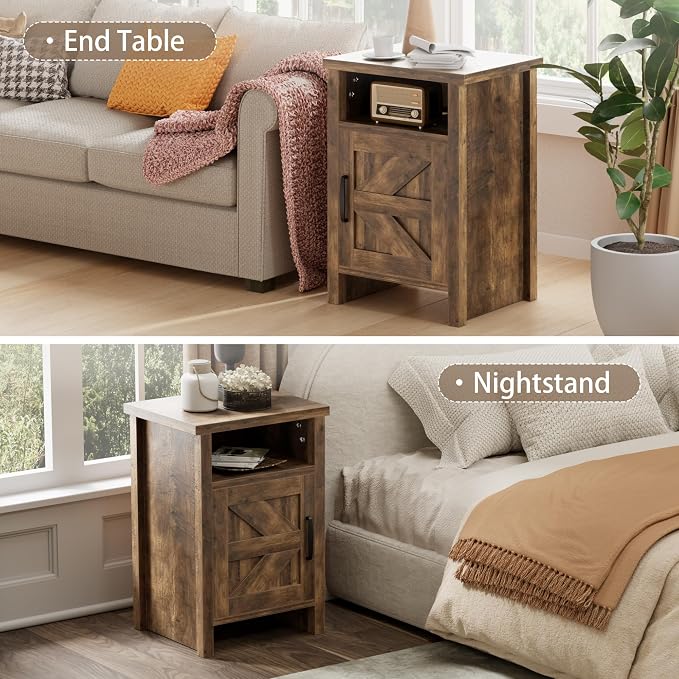JUMMICO Farmhouse Nightstand, Modern Bedside Table - Image 6