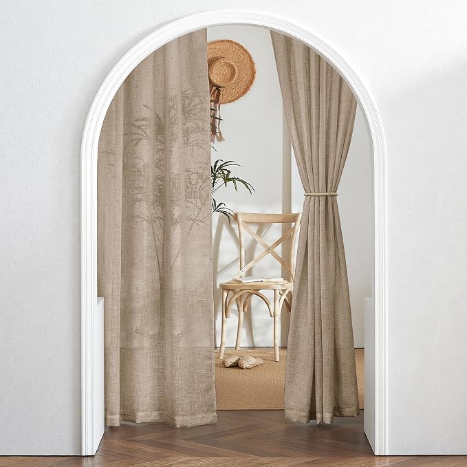 RYB HOME Linen Semi Sheer Curtains 63 inch Length - Image 7