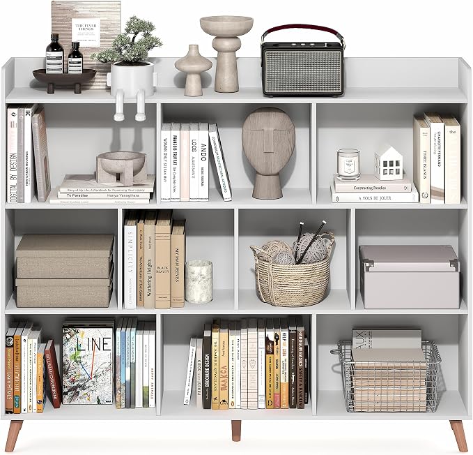 Furinno Claude Book Shelf, 10-Cube Mid Century Style Bookshelf, Storage - Image 4