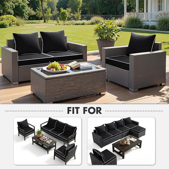 MIULEE Black Outdoor Seat Cushion 22x22 Inch Waterproof & 3 Year Fade Resistant - Image 5