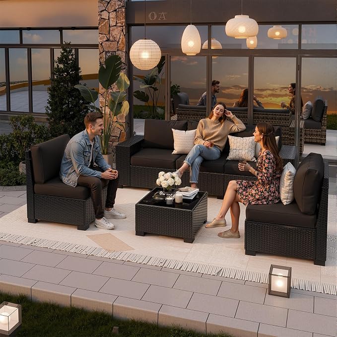 Patio Furniture Set, Wide Armrest Outdoor Furniture Set - Image 2