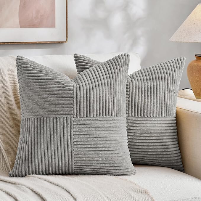 Fancy Homi 2 Packs Grey Big Decorative Throw Pillow Covers 24x24 Inch by Fancy+Homi
