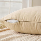 MIULEE Beige Chenille Couch Throw Pillow Covers, 18x18 | Set of 2, Soft Neutral - Image 3
