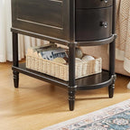 ONBRILL Narrow End Table with Charging Station, Pre-Assembled Nightstand with 2 - Image 6