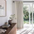 Linen Textured Total Blackout Sliding Door Curtains 84 Inches Long, Cream | - Image 6