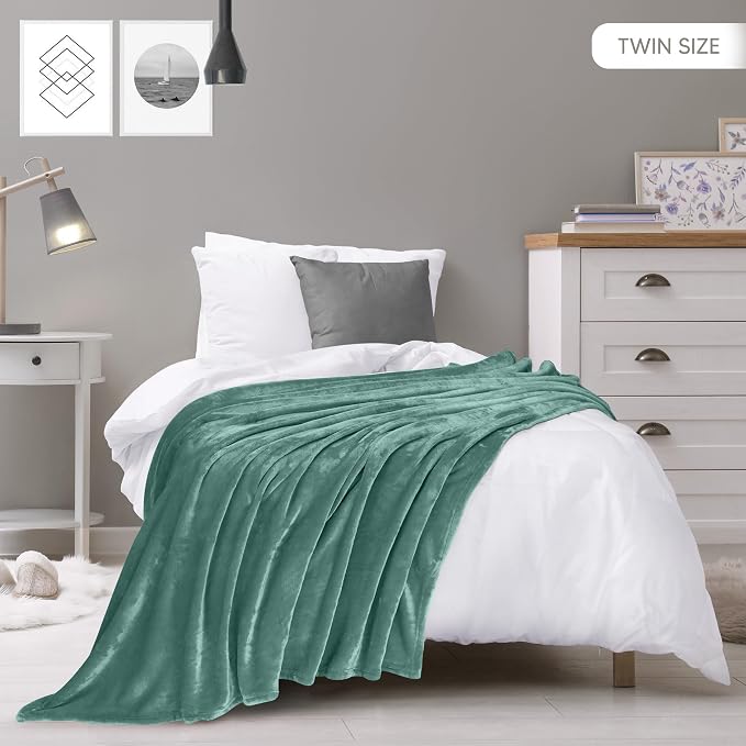 Utopia Bedding Ultra Soft Fleece Bed Blanket Twin Size Celadon | Microfiber - Image 2
