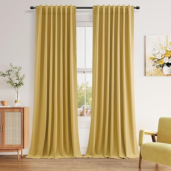 100% Blackout Curtains 102 Inch Length 2 Panels Set by Guken