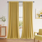 100% Blackout Curtains 102 Inch Length 2 Panels Set by Guken
