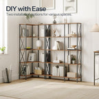 HOOBRO Corner Bookshelf, 5-Tier L-Shaped Bookcase, Industrial Open Display - Image 4