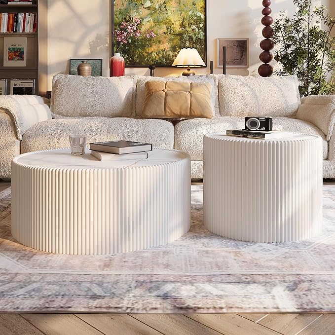 Round Marble End Table, 17.72" White Small Side Table - Image 7