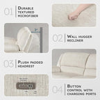 Lexicon Power Double Reclining Sofa, Textured Microfiber Wall Hugger Recliner - Image 3