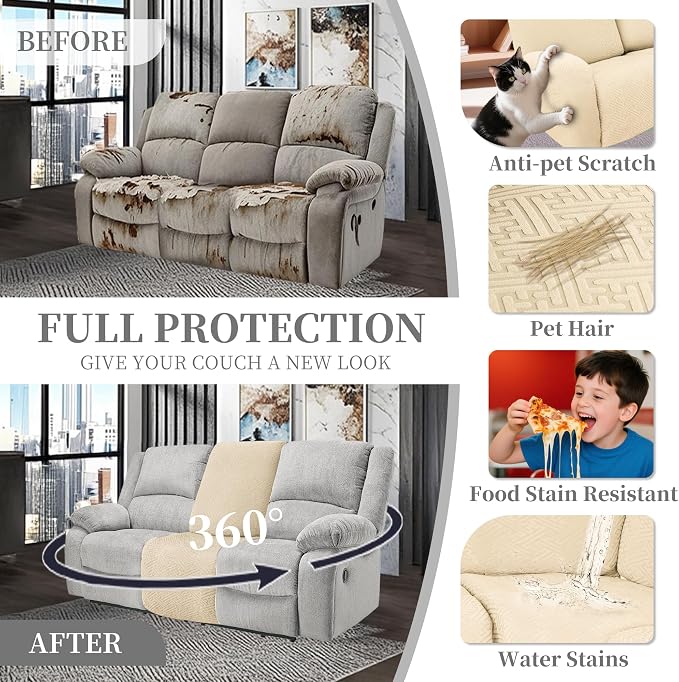 100% Waterproof Sectional Recliner Couch Covers - Image 5