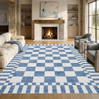 GarveeHome 8x10 Area Rugs Geometric Washable Modern Dark Blue Checkered Rug | by GarveeHome