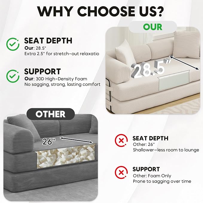 ZEIINPA Convertible Sleeper Sofa Bed - Image 4
