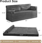 5-in-1 Convertible Sofa Bed, Corduroy Futon Couch Sleeper - Image 2