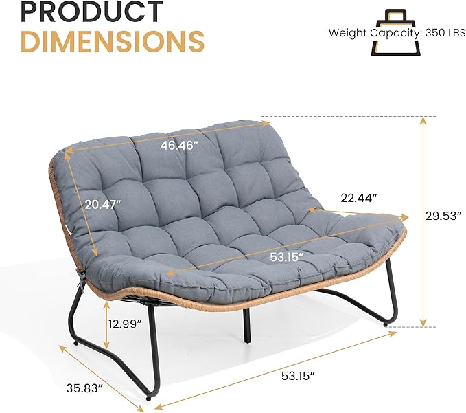 Crestlive Products Outdoor Loveseat, 2 Seater Outdoor Couch - Image 2