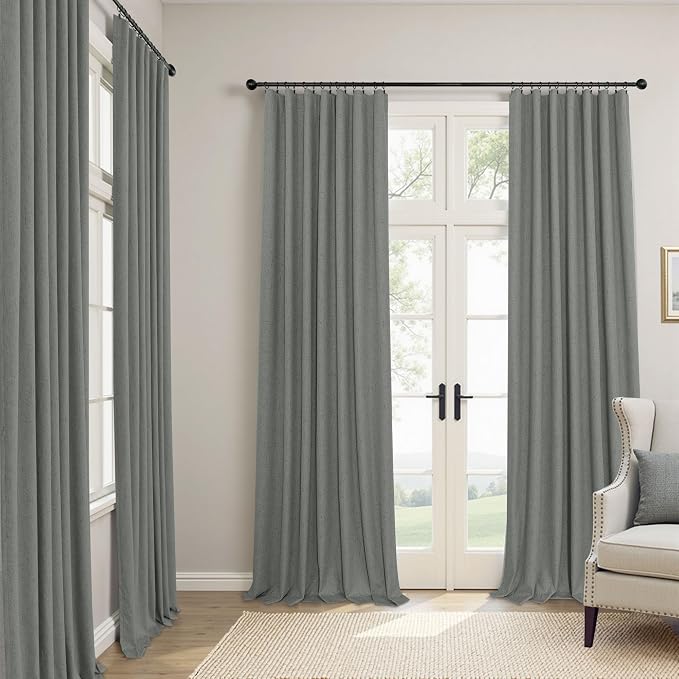Office Curtains for Windows 102 Inches Long 2 Panel Set Blackout Back Tab - Image 2