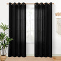 YoungsTex Black Linen Semi Sheer Curtains 80 Inch Length by YoungsTex