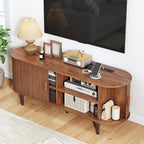 55" TV Stand with Power Outlet, Mid-Century Modern Television Stand, Fluted - Image 4