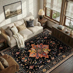 RELEANY Washable Area Rug, Water Repellent, Pet Friendly, Vintage Floral Boho - Image 4