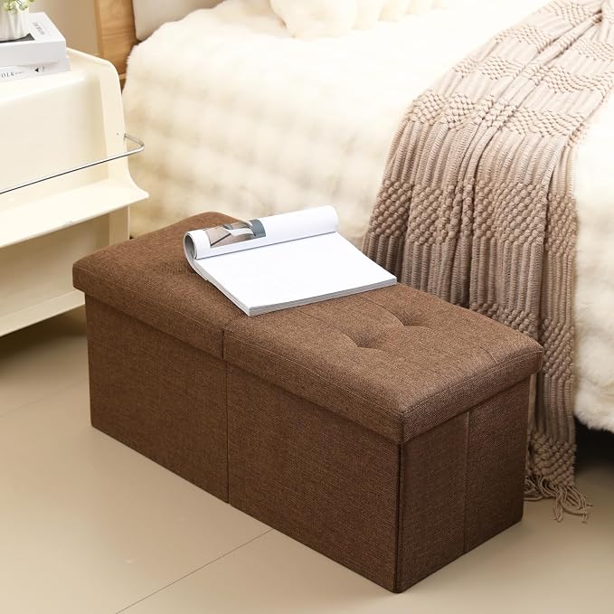 Storage Ottoman Bench Foldable Seat Footrest Shoe Bench End of Bed Storage - Image 2
