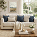 MIULEE Euro Sham Corduroy Decorative Throw Pillow Covers 24x24 Blue | Pack of 2 - Image 5