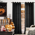 Extra Long Black Linen Curtains Linen 95 Inch Length - Image 4