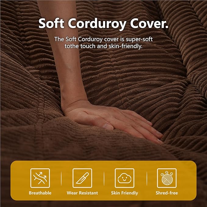 N&V Mid Century Armless Floor Sofa, Soft Premium Corduroy - Image 7