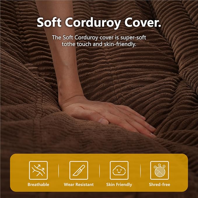 N&V Mid Century Armless Floor Sofa, Soft Premium Corduroy Floor Lounge Chair - Image 7