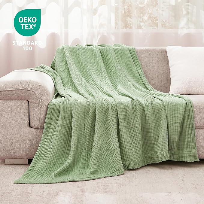 EMME Muslin Blankets for Adults Throw Blanket for Couch Breathable Gauze Soft - Image 4