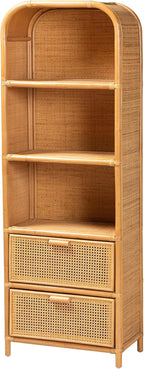 Bali & pari Curacao Modern Bohemian Light Honey Rattan 2-Drawer Bookcase by balipari