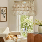 jinchan Ruffled Kitchen Valance Pom-Pom Voile Valance Curtains Sheer Shabby - Image 3