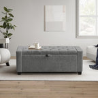GRAINELL Storage Ottoman Bench, Upholstered Tufted Bedroom Bench by Unknown