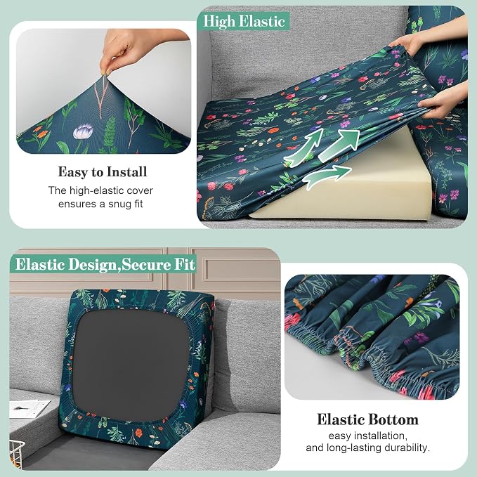 8Pcs Patio Cushion Covers Stretch Outdoor Furniture Protector Slipcovers | - Image 4