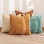 MIULEE Soft Decorative Chenille Fall Pillow Covers Beige Orange Teal 20x20 | - Image 2