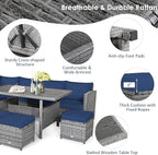 Tangkula 7 Pieces Patio Furniture Set, Outdoor Sectional Rattan Dining Sofa Set - Image 7
