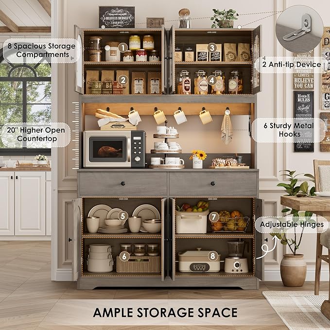 HIFIT 71" LED Kitchen Pantry Cabinet - Image 7