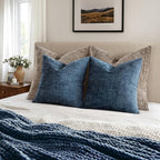 MIULEE Chenille Textured Throw Pillow Covers Blue Ashes 20x20 Set of 2 | Slubby - Image 4