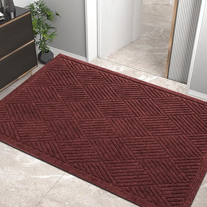 Durable Front Door Mat, Absorbent Muddy Dirt Resist Welcome Door Mats Outdoor by HIYARD