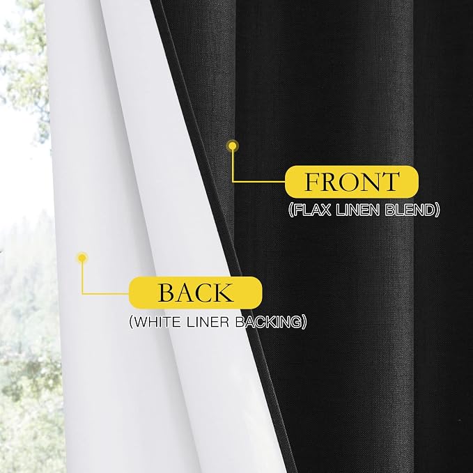 NICETOWN Vintage Open Linen Weave Flax Thermal Black Curtains - Image 5