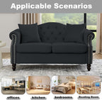 57" Chesterfield Black Velvet 2-Seater Sofa - Image 5