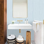 Light Blue Textured Grasscloth Peel and Stick Wallpaper, Waterproof Removable - Image 4
