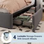 Allewie King Size Storage Bed Frame, Vertical Channel Tufted Adjustable - Image 5