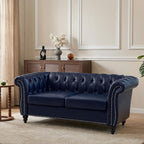 Mid-Century 2 Seater Sofa, Faux Leather Loveseat by YUCHIATHSoulFurniture