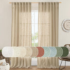 Sheer Linen Curtains 96 inches Long 2 Panels Set by LAMIT