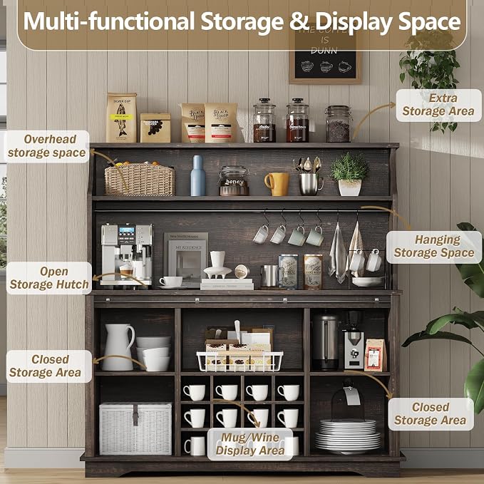 55 Inch Farmhouse Coffee Bar Cabinet - Image 3
