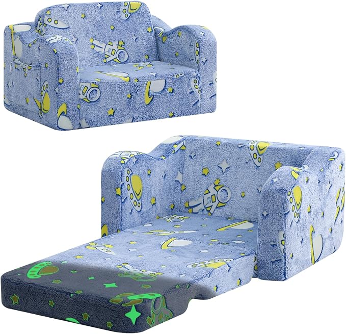 MeMoreCool Glowing Rocket Kids Chair, Glow-in-the-Dark Space Kids Couch by MeMoreCool